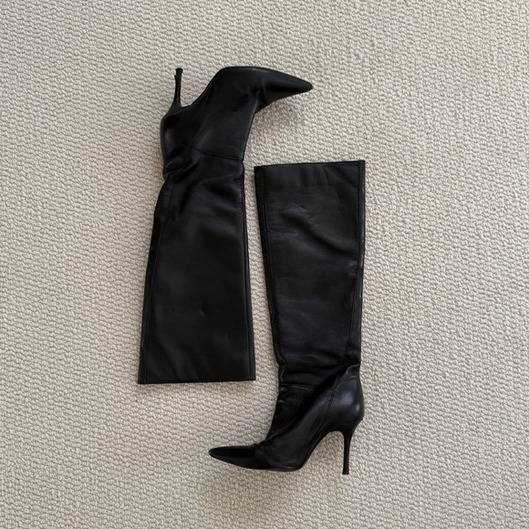 Mango Shoes - Mango Natasha Black Leather Knee-High Boots